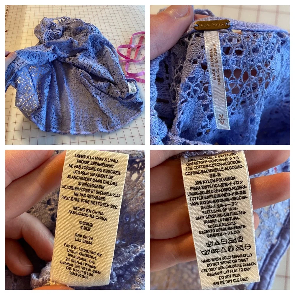 Free People Lavender purple lace floral crochet swing dress size Medium